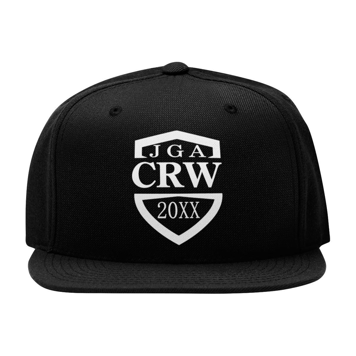 Hochwertige Snap Back Cap mit "JGA CRW"-Aufdruck und aktueller Jahreszahl, ideal für Junggesellenabschiede und als Andenken.