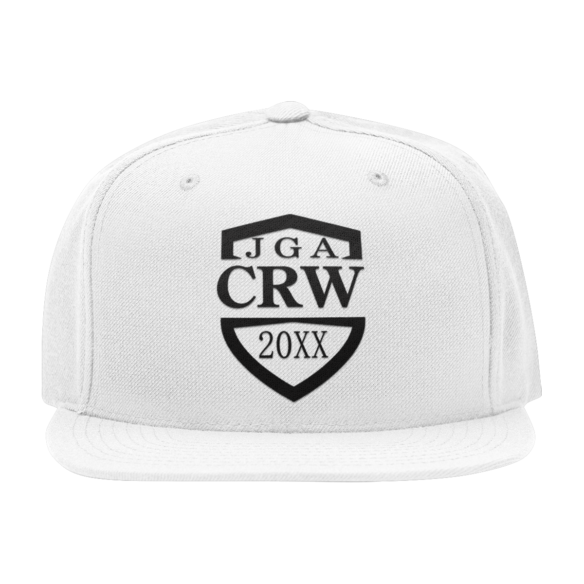 Hochwertige Snap Back Cap mit "JGA CRW"-Aufdruck und aktueller Jahreszahl, ideal für Junggesellenabschiede und als Andenken.