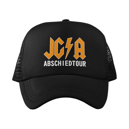 JGA Trucker-Cap mit „Hard Rock“ Aufschrift, vorgebogener Schirm, größenverstellbarer Verschluss, ideal für rockige Junggesellenabschiede.