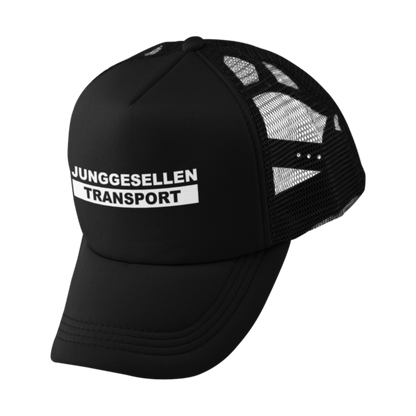 JGA Trucker-Cap mit der Aufschrift „Junggesellen Transport“, vorgebogener Schirm, größenverstellbarer Verschluss, ideal für den Junggesellenabschied.