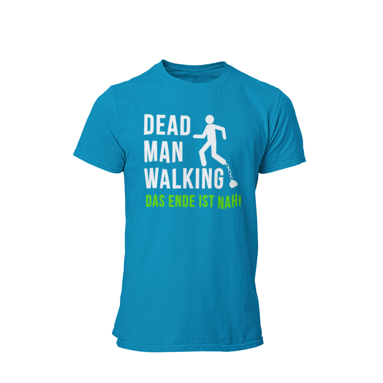 Das JGA T-Shirt "Dead Man Walking – Das Ende ist nah!" ist das perfekte Shirt für den Junggesellenabschied! Mit seinem minimalistischen Design und dem prägnanten Schriftzug sowie dem Männchen an der Kette vermittelt es humorvoll die bevorstehenden Veränderungen im Leben des Bräutigams. Ideal für eine unvergessliche Feier mit Freunden, die den letzten Abend in Freiheit gebührend zelebrieren möchten.