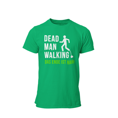 Das JGA T-Shirt "Dead Man Walking – Das Ende ist nah!" ist das perfekte Shirt für den Junggesellenabschied! Mit seinem minimalistischen Design und dem prägnanten Schriftzug sowie dem Männchen an der Kette vermittelt es humorvoll die bevorstehenden Veränderungen im Leben des Bräutigams. Ideal für eine unvergessliche Feier mit Freunden, die den letzten Abend in Freiheit gebührend zelebrieren möchten.