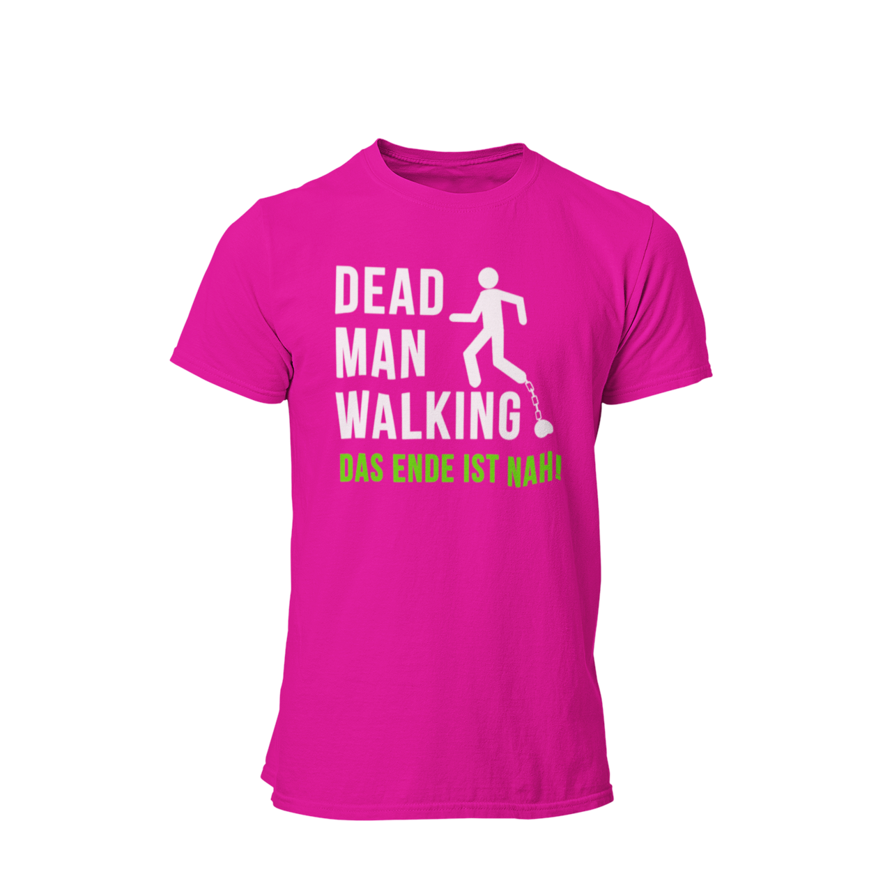 Das JGA T-Shirt "Dead Man Walking – Das Ende ist nah!" ist das perfekte Shirt für den Junggesellenabschied! Mit seinem minimalistischen Design und dem prägnanten Schriftzug sowie dem Männchen an der Kette vermittelt es humorvoll die bevorstehenden Veränderungen im Leben des Bräutigams. Ideal für eine unvergessliche Feier mit Freunden, die den letzten Abend in Freiheit gebührend zelebrieren möchten.