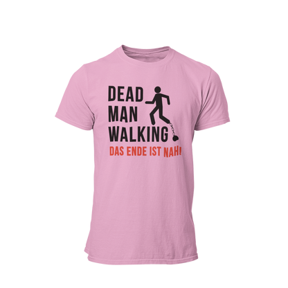 Das JGA T-Shirt "Dead Man Walking – Das Ende ist nah!" ist das perfekte Shirt für den Junggesellenabschied! Mit seinem minimalistischen Design und dem prägnanten Schriftzug sowie dem Männchen an der Kette vermittelt es humorvoll die bevorstehenden Veränderungen im Leben des Bräutigams. Ideal für eine unvergessliche Feier mit Freunden, die den letzten Abend in Freiheit gebührend zelebrieren möchten.