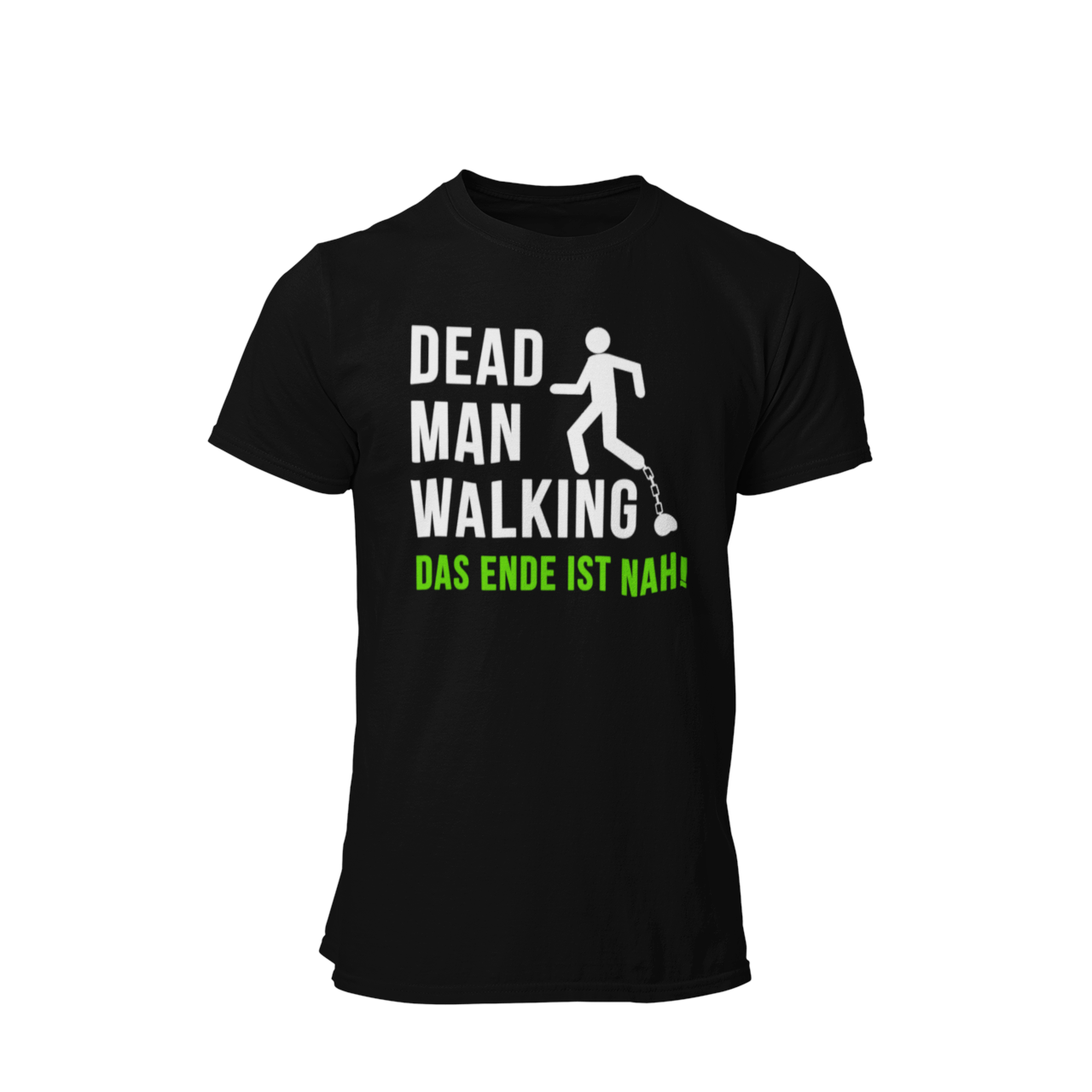 Das JGA T-Shirt "Dead Man Walking – Das Ende ist nah!" ist das perfekte Shirt für den Junggesellenabschied! Mit seinem minimalistischen Design und dem prägnanten Schriftzug sowie dem Männchen an der Kette vermittelt es humorvoll die bevorstehenden Veränderungen im Leben des Bräutigams. Ideal für eine unvergessliche Feier mit Freunden, die den letzten Abend in Freiheit gebührend zelebrieren möchten.