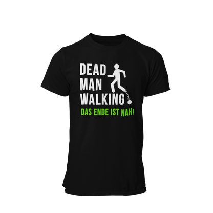 Das JGA T-Shirt "Dead Man Walking – Das Ende ist nah!" ist das perfekte Shirt für den Junggesellenabschied! Mit seinem minimalistischen Design und dem prägnanten Schriftzug sowie dem Männchen an der Kette vermittelt es humorvoll die bevorstehenden Veränderungen im Leben des Bräutigams. Ideal für eine unvergessliche Feier mit Freunden, die den letzten Abend in Freiheit gebührend zelebrieren möchten.