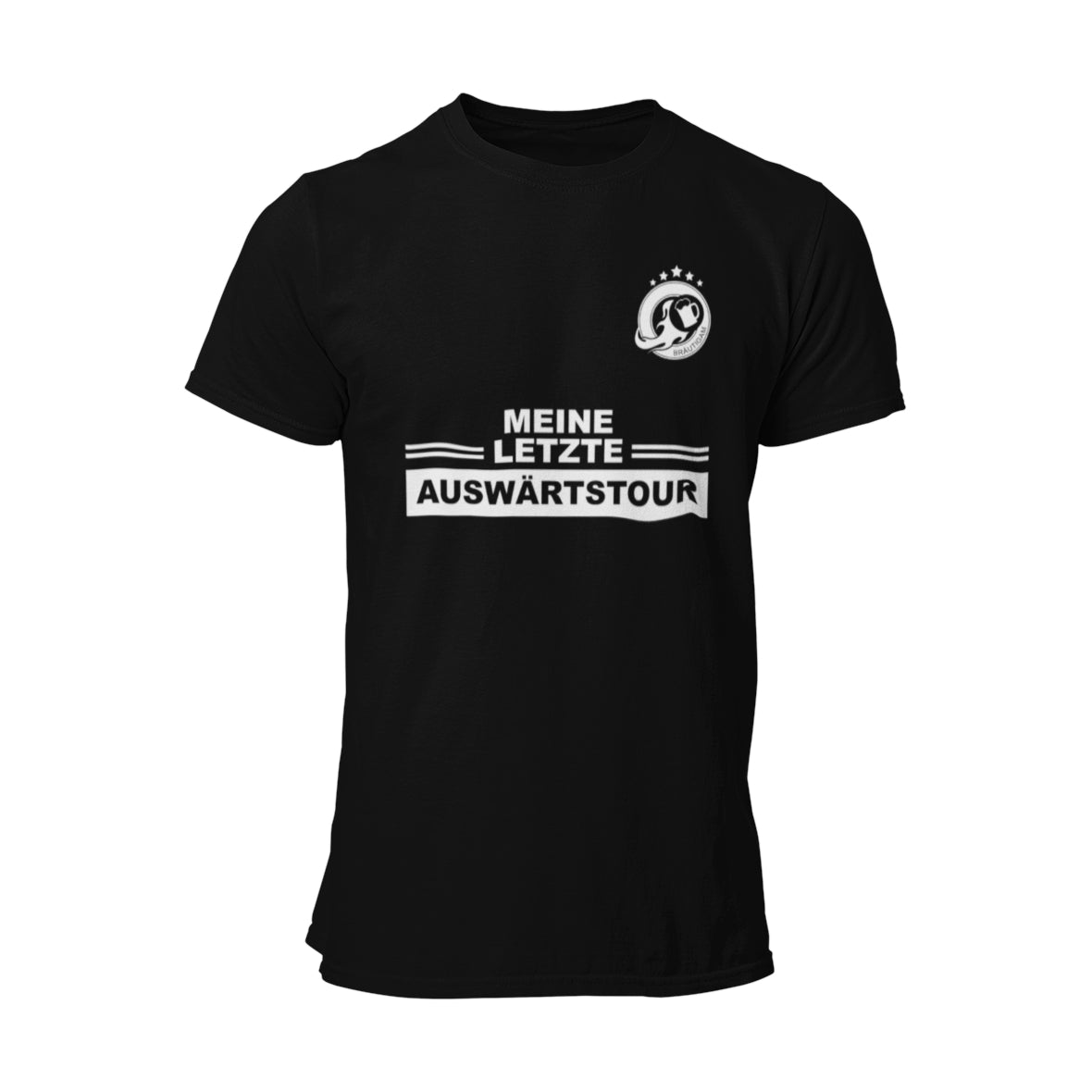 Das JGA T-Shirt „Meine Letzte Auswärtstour Bräutigam“ ist der perfekte Begleiter für ein unvergessliches Abenteuer mit deinen Freunden. Dieses Shirt symbolisiert die letzten Tage in Freiheit und die besonderen Erinnerungen, die ihr gemeinsam schafft. Aus hochwertiger Baumwolle gefertigt, sorgt es für ultimativen Komfort und lässt dich stilvoll feiern. Mach dich bereit, deine letzte Tour gebührend zu zelebrieren