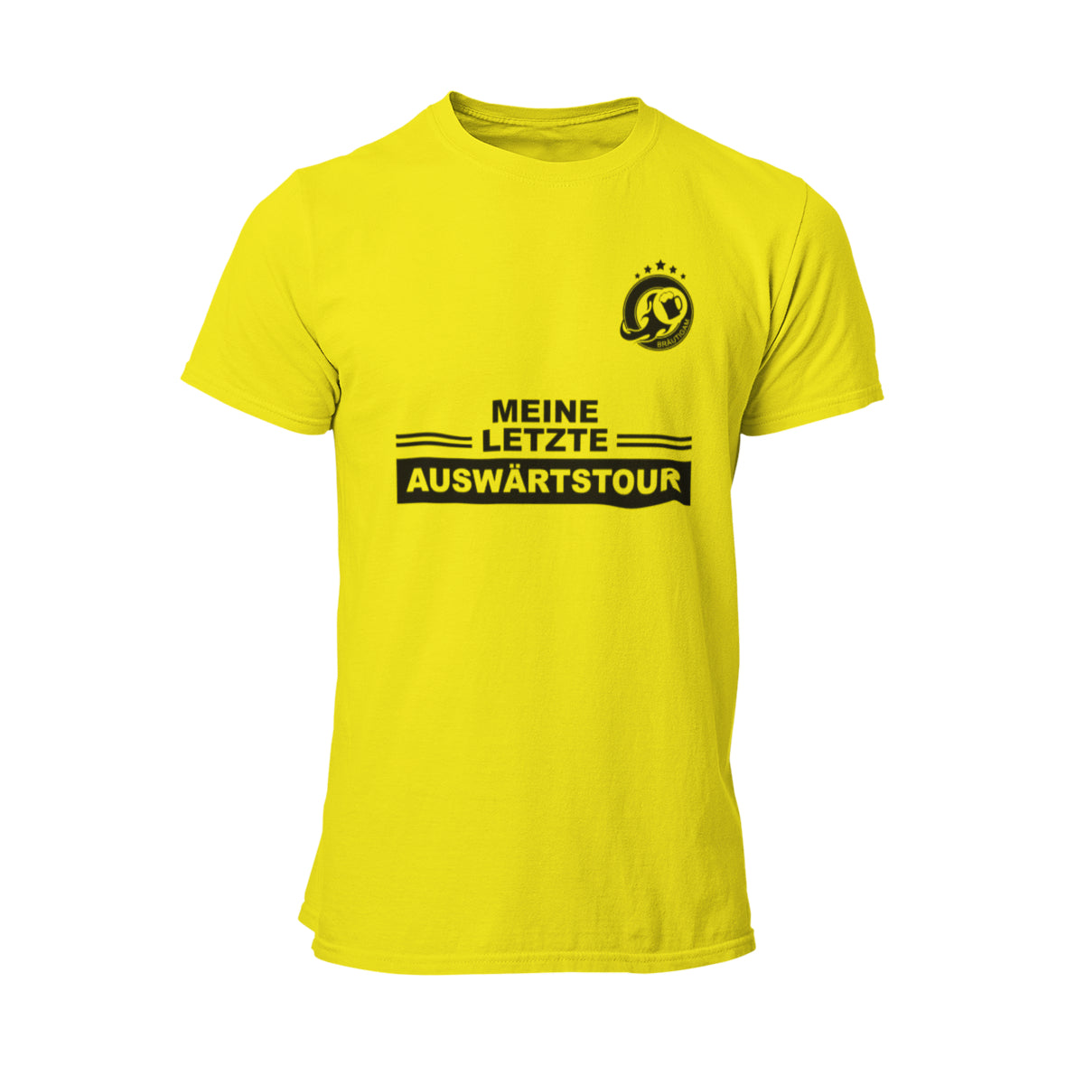 Das JGA T-Shirt „Meine Letzte Auswärtstour Bräutigam“ ist der perfekte Begleiter für ein unvergessliches Abenteuer mit deinen Freunden. Dieses Shirt symbolisiert die letzten Tage in Freiheit und die besonderen Erinnerungen, die ihr gemeinsam schafft. Aus hochwertiger Baumwolle gefertigt, sorgt es für ultimativen Komfort und lässt dich stilvoll feiern. Mach dich bereit, deine letzte Tour gebührend zu zelebrieren