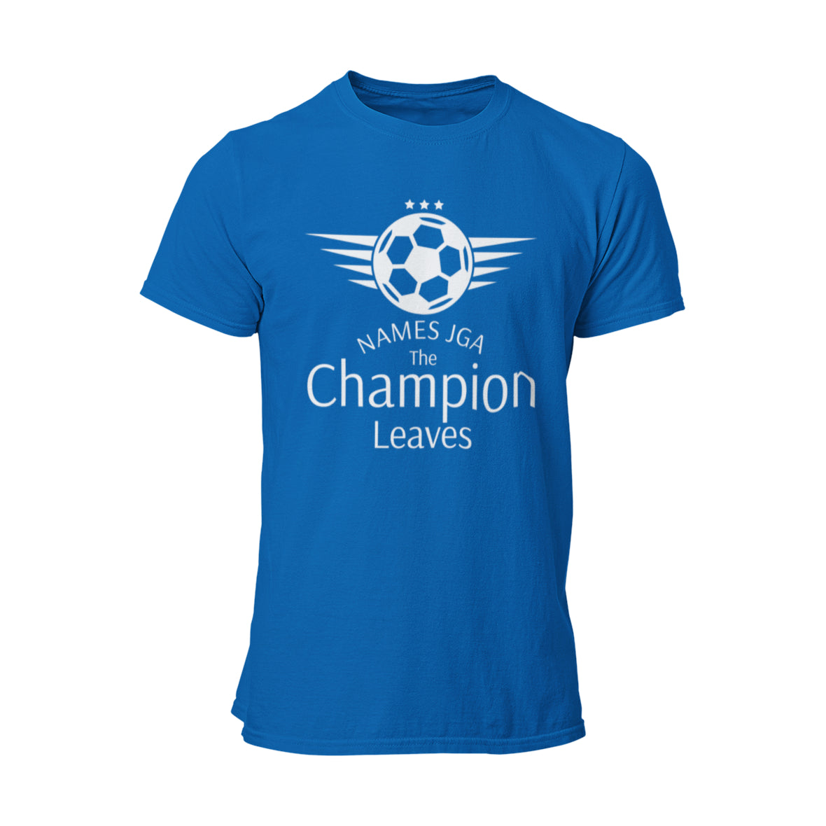 Das JGA T-Shirt "The Champion Leaves" feiert den Junggesellenabschied eines Fußballfans mit einem dynamischen Design und dem Spruch "Der Champion verlässt". Hergestellt aus hochwertiger Baumwolle, bietet es Komfort und Stil. Dieses Shirt ist nicht nur ein Kleidungsstück, sondern ein Statement für den nächsten Lebensabschnitt. Zeigt allen, dass der Junggeselle bereit ist, die Ehe mit Bravour zu meistern!