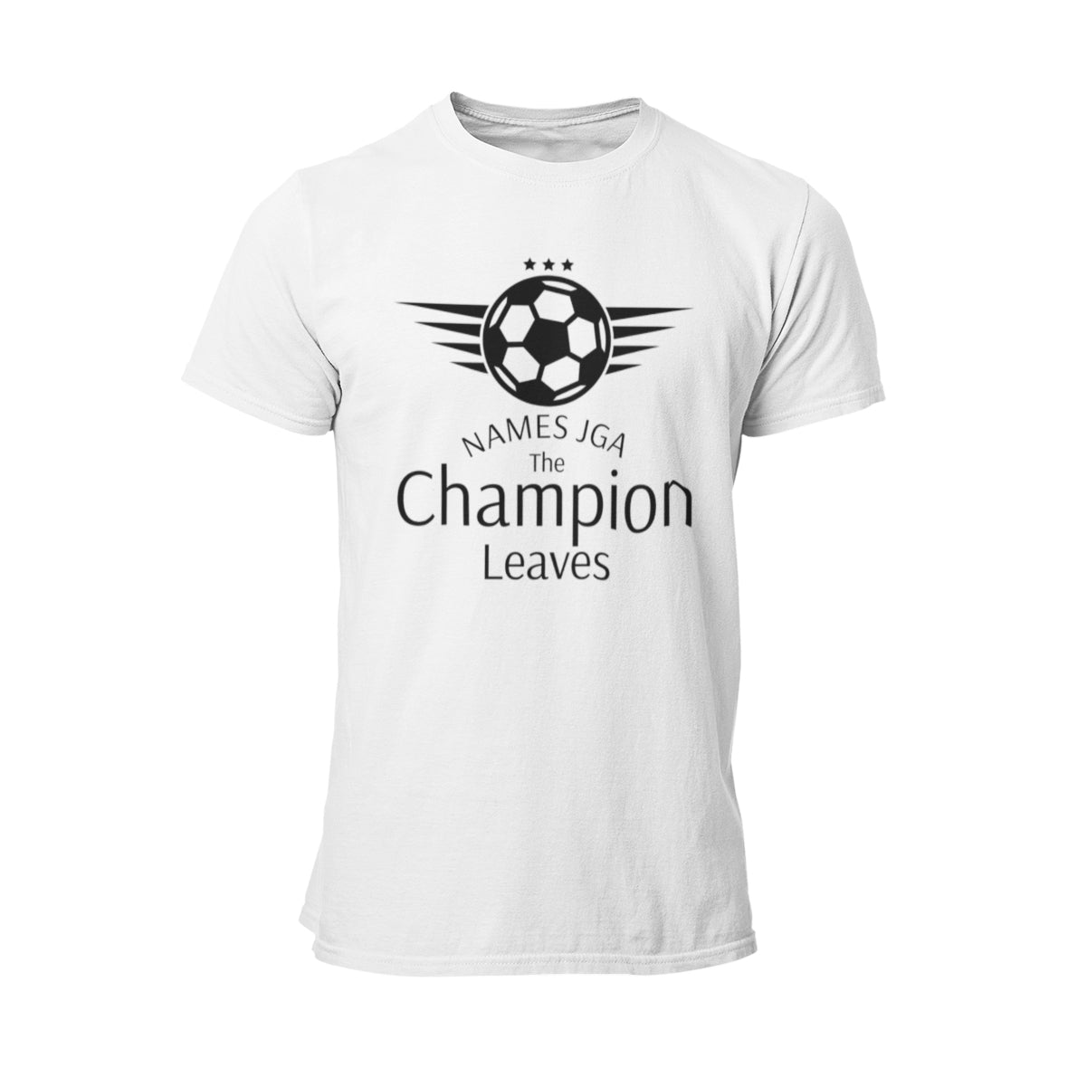 Das JGA T-Shirt "The Champion Leaves" feiert den Junggesellenabschied eines Fußballfans mit einem dynamischen Design und dem Spruch "Der Champion verlässt". Hergestellt aus hochwertiger Baumwolle, bietet es Komfort und Stil. Dieses Shirt ist nicht nur ein Kleidungsstück, sondern ein Statement für den nächsten Lebensabschnitt. Zeigt allen, dass der Junggeselle bereit ist, die Ehe mit Bravour zu meistern!