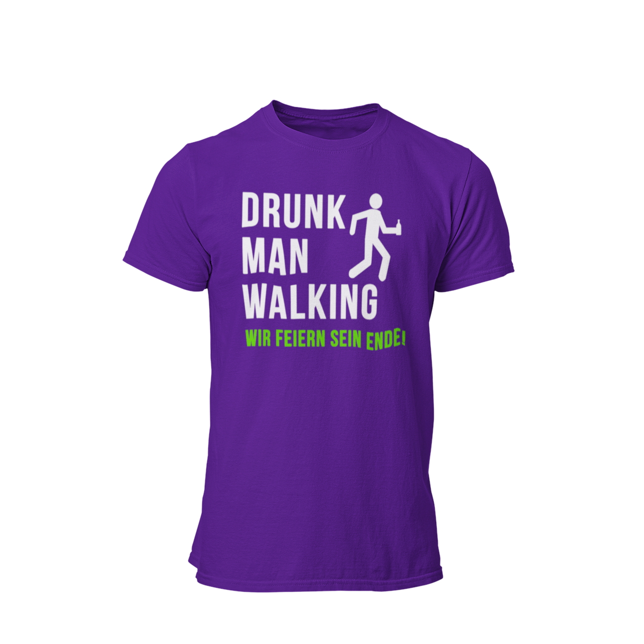 JGA T-Shirt 'Drunk Man Walking – Wir Feiern Sein Ende!' mit einem humorvollen Design, das den letzten feucht-fröhlichen Gang des Junggesellen symbolisiert. Das Shirt zeigt eine lustige Grafik eines torkelnden Mannes und ist in verschiedenen Farben erhältlich, sodass für jeden Geschmack etwas dabei ist. Ideal für die Freunde des Bräutigams, um gemeinsam das Ende seiner Freiheit gebührend zu feiern und eine unvergessliche Abschiedsparty zu erleben