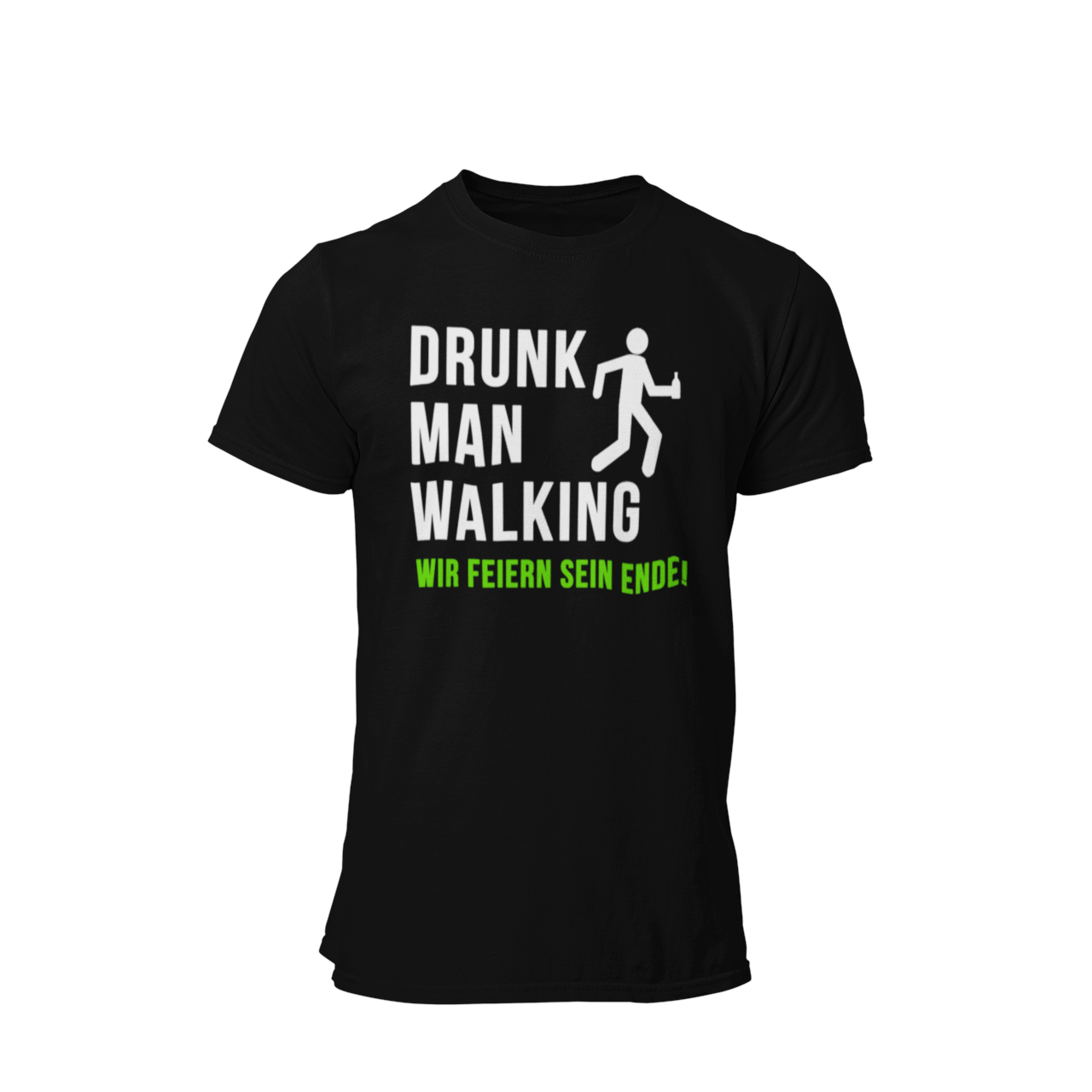 JGA T-Shirt 'Drunk Man Walking – Wir Feiern Sein Ende!' mit einem humorvollen Design, das den letzten feucht-fröhlichen Gang des Junggesellen symbolisiert. Das Shirt zeigt eine lustige Grafik eines torkelnden Mannes und ist in verschiedenen Farben erhältlich, sodass für jeden Geschmack etwas dabei ist. Ideal für die Freunde des Bräutigams, um gemeinsam das Ende seiner Freiheit gebührend zu feiern und eine unvergessliche Abschiedsparty zu erleben