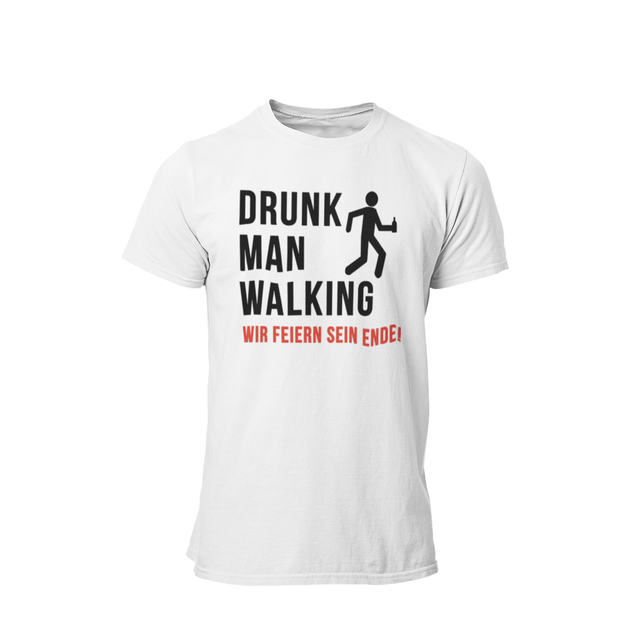 JGA T-Shirt 'Drunk Man Walking – Wir Feiern Sein Ende!' mit einem humorvollen Design, das den letzten feucht-fröhlichen Gang des Junggesellen symbolisiert. Das Shirt zeigt eine lustige Grafik eines torkelnden Mannes und ist in verschiedenen Farben erhältlich, sodass für jeden Geschmack etwas dabei ist. Ideal für die Freunde des Bräutigams, um gemeinsam das Ende seiner Freiheit gebührend zu feiern und eine unvergessliche Abschiedsparty zu erleben